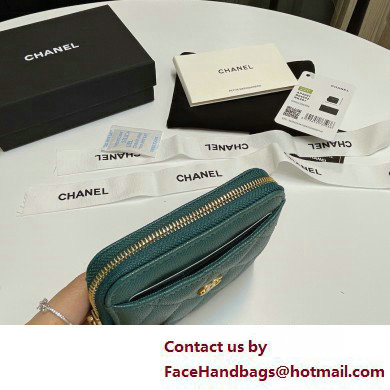 Chanel Grained Calfskin  &  Gold-Tone Metal Zip Coin Purse AP2061 Green 2025